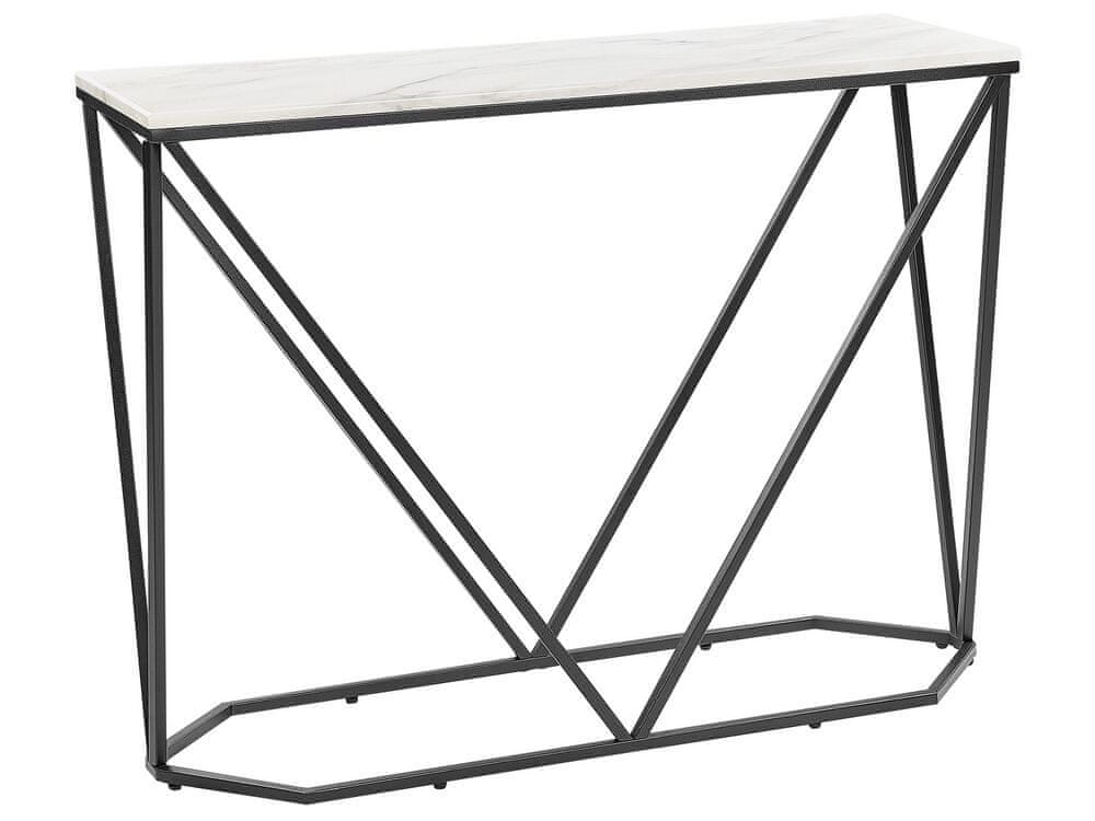 Beliani Konzolový stolík s mramorovým efektom biela/čierna HAZEN